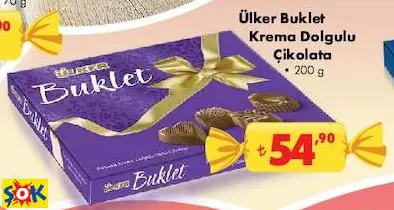 ÜLKER BUKLET KREMA DOLGULU ÇİKOLATA /BAYRAM ÇİKOLATASI-ŞEKERİ